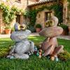 Garden Frog Statue, Cartoon Frog Figurine, Waterproof Resin Animal Sculpture for Yard Patio Lawn Decor