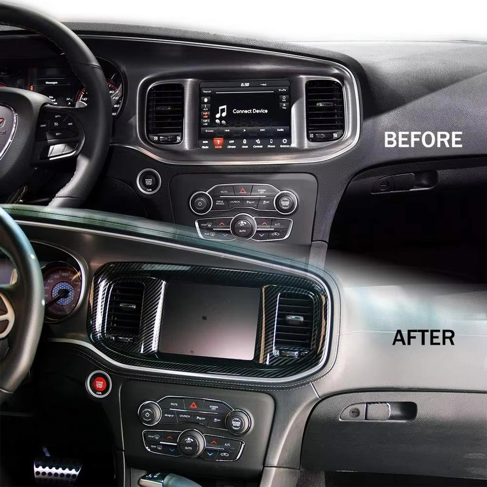 For Dodge Charger 2016-2023 Dashboard DVD Nav Anti-scratch Protector Carbon Fiber Style Centeral Control Navigation Frame
