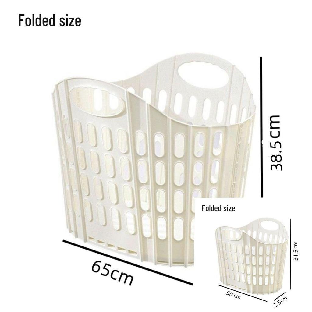 Foldable Plastic Laundry Basket for Clothes and Toys - Hollowed-Out Design for Bathroom Storage