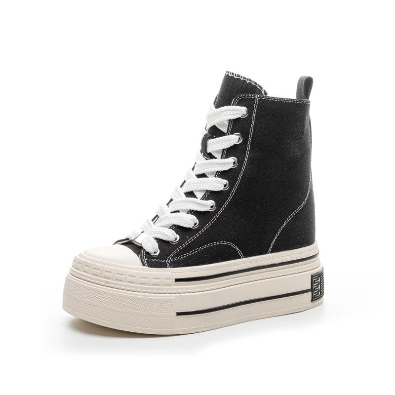 Super high heel 12 cm women's casual espadrilles spring 2025 new versatile solid color lace-up style inner height increase