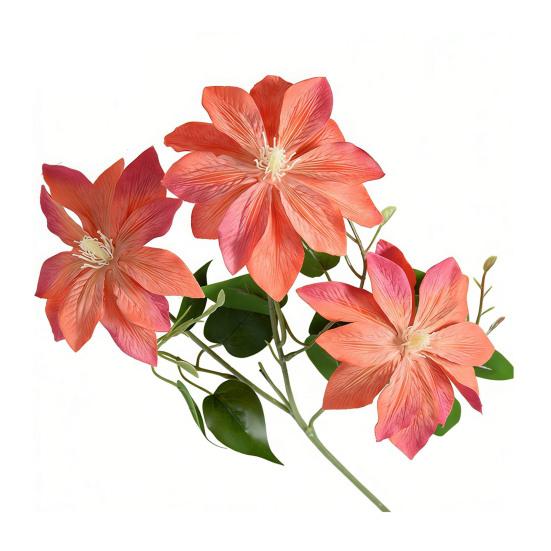 Artificial Clematis Flower 27.5" Long Stem Fake Silk Flower Branches with 3 Heads Blooms for Vase Indoor Home Table Decor Floral Arrangement