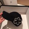 Spring and Autumn New Handmade Sealed Pearl Flower Pure Cotton Baseball Cap, Small Fragrant Style Two-color Edge Versatile Black Cap