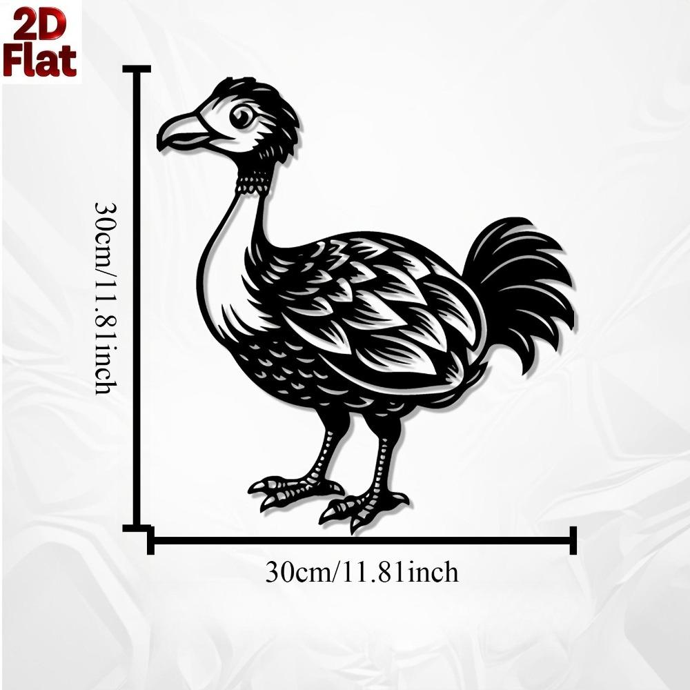 Metal Ostrich Wall Art Weatherproof Iron Sculpture for Yard Garden Fence Holiday Decoration