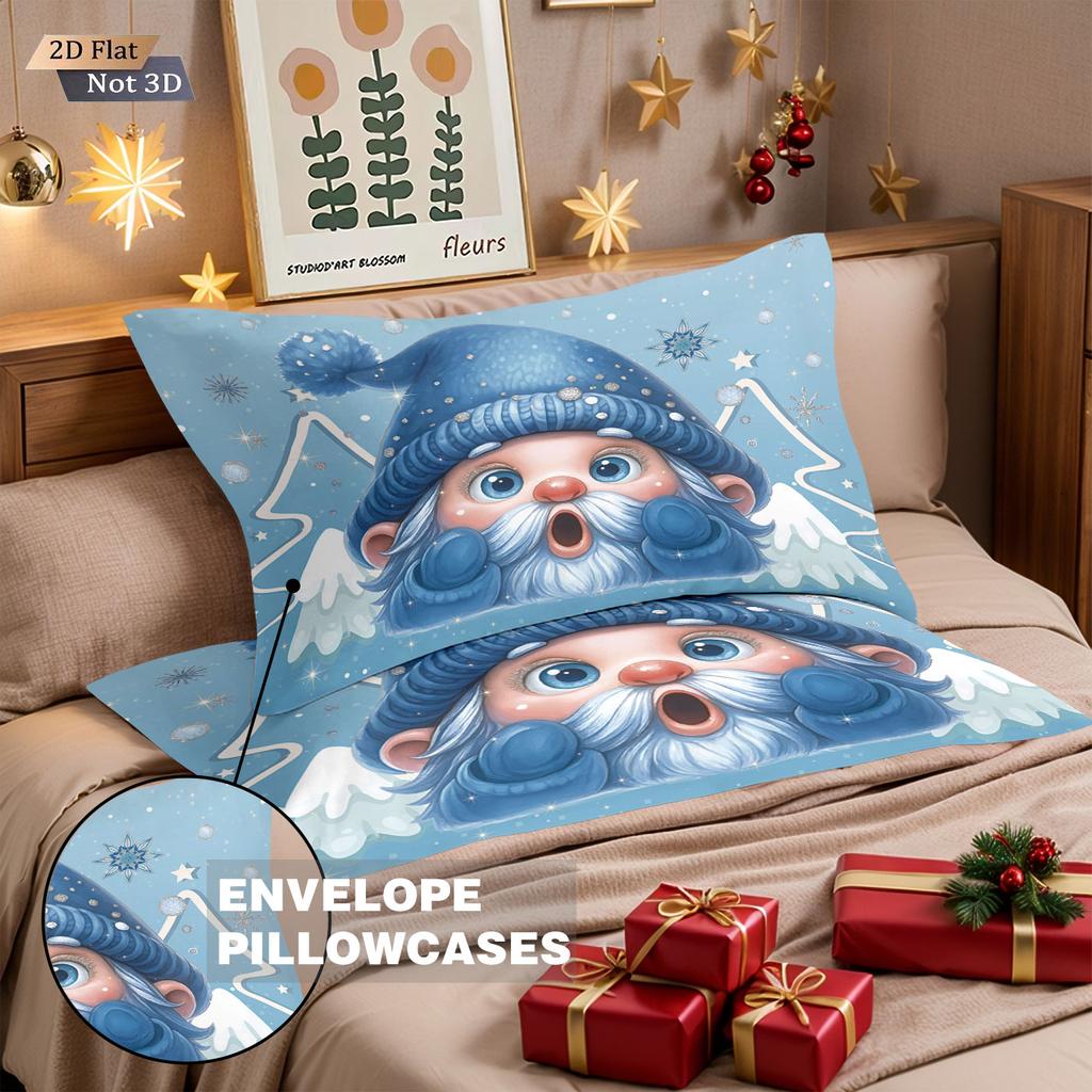3pcs Christmas cartoon goblin print coreless duvet set multi size bedroom dormitory bedding holiday decoration machine washable
