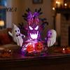 USB Plug-in Ghost Lamp for Bedroom Animated Seesaw Light, Powered 3D Night Cute LED Portable Light with Spooky Tree And Pumpkin Design, Halloween