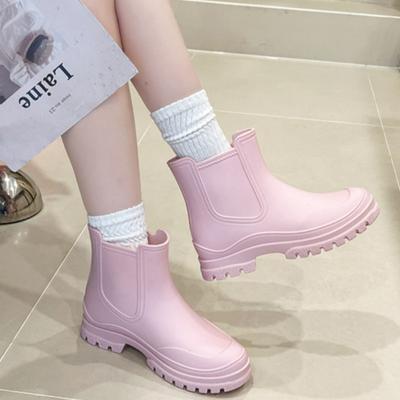Women's Fashion New British Platform Heightening Rain Boots
