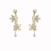 Silver Needle Diamond Flower Pearl Fringed Earrings Mori Temperament Gentle Earrings Niche Premium Simple Earrings Women