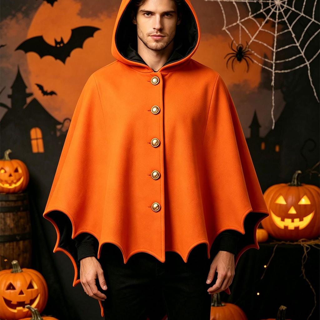 Men's Halloween Devil Cape Black and Red Gothic Adult Party Costume