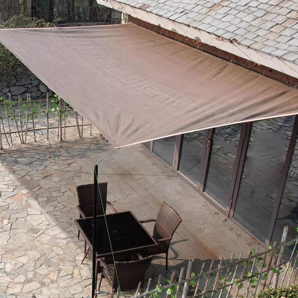 Sun Shade Cloth Polyethylene Sun Shade Sail Canopy Cover with 4 Ropes for Outdoor Garden Patio Backyard Deck Coffee