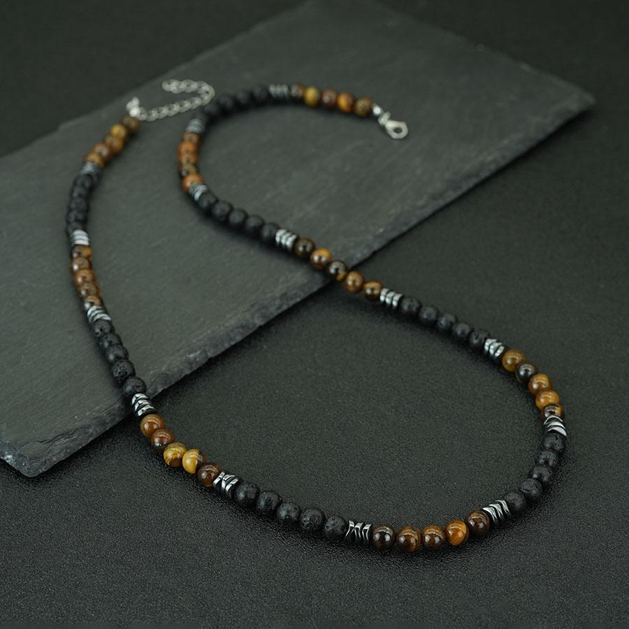 

Noter Stylish Natural Stone Men Necklace 5 Colors Available Irregular Hematite Neck Healing Accessories Street Versatile Collar