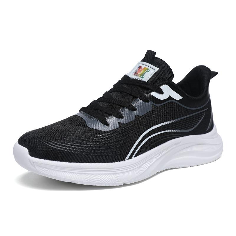 Men's Shoes Running Shoes Non-slip and Wear-resistant Sports Shoes Ultra-light Soft Sole Lace-up Fish Silk Mesh Casual Shoes Breathable and Versatile
