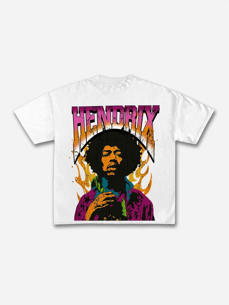 Jimi Hendrix Hip Hop Street mens Retro 100cotton Y2K West Coast style man fashion oversized Tshirt Casual Loose streetwear