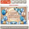 2D Flat Surface 1 Piece Birthday Happy Blue Rose Golden Balloon Polyester Background Fabric Suitable for Farms and Gardens