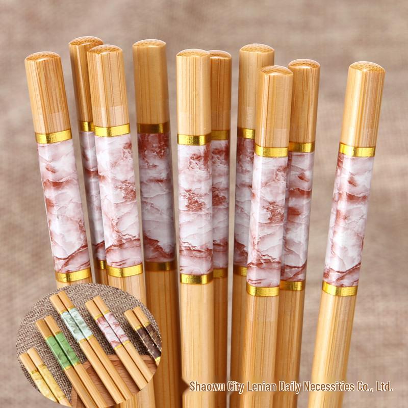 All-Platform Marble Print Mold-Proof Anti-Slip Five-Color Natural Nanmu Bamboo Chopsticks