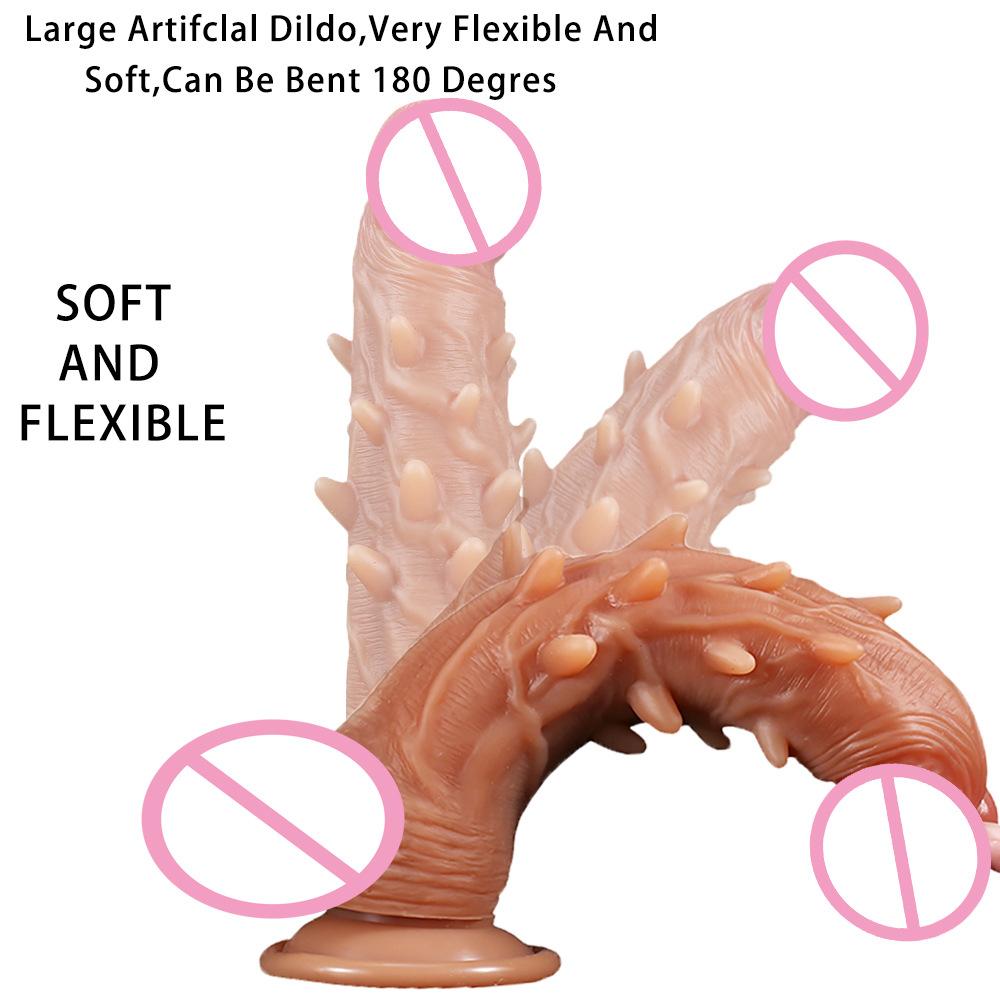 Realistic Silicone Dildo with Veins & Bumps – Suction Cup Penis Toy for Vaginal Anal Penetration, Soft & Body-Safe Sex Toy