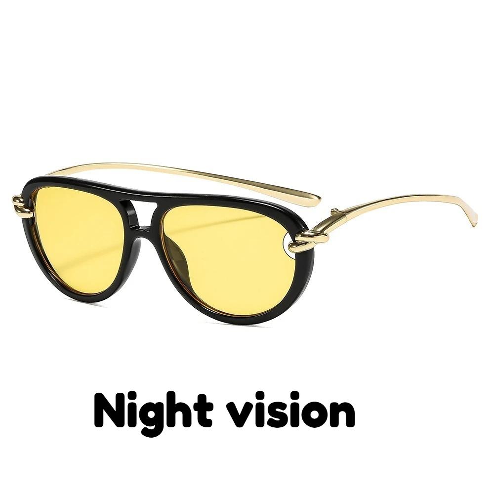 New Fashionable Rope Knot Double-Bridge Metal Sunglasses Women's INS Style Outdoor Street Style UV-Protective Sunglasses