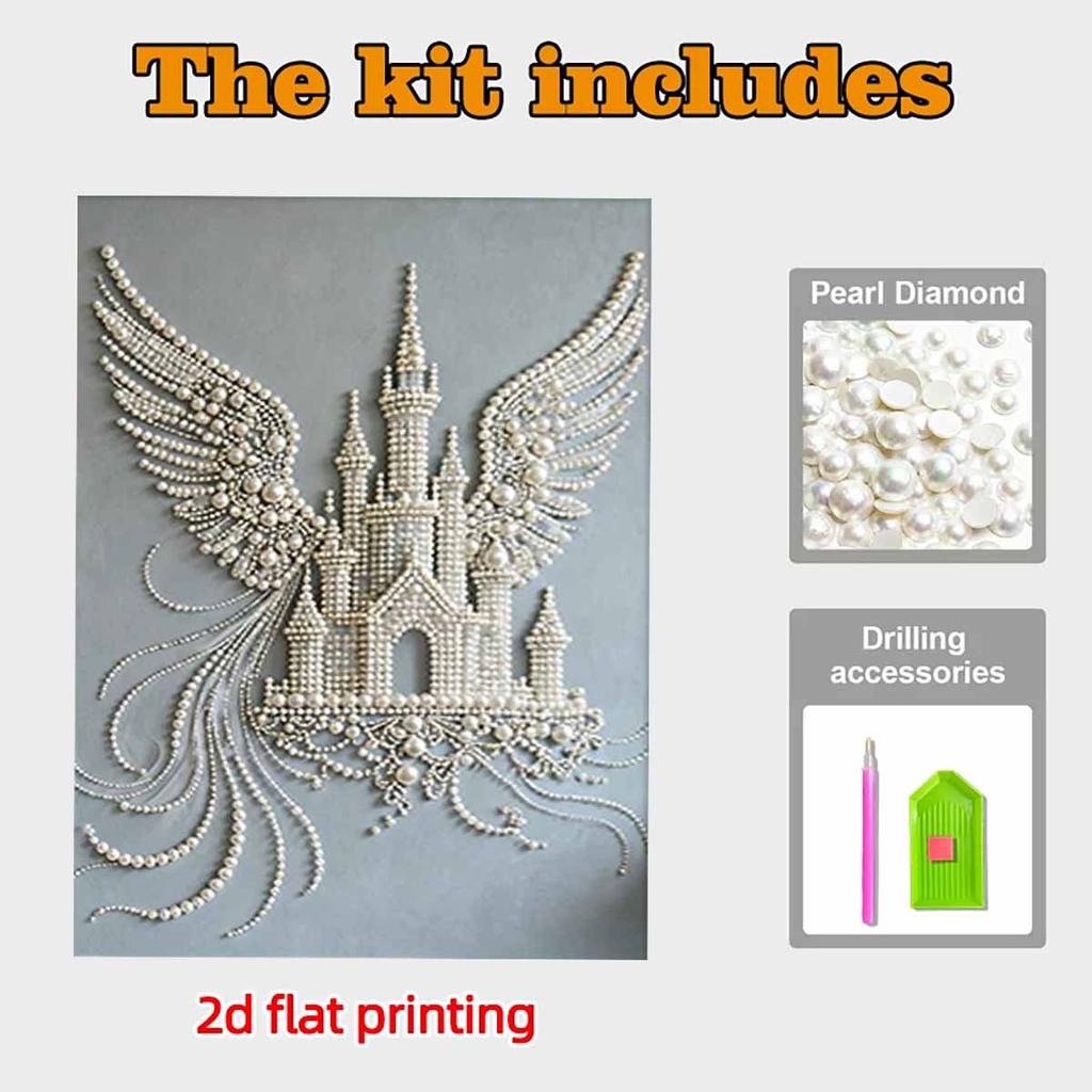 Pearl The Flying Castle DIY Diamond Art Kits 15.7x19.6inch Gem Art Diamond Painting Kits Without Frame for Adults Gift Idea Home Wall Decor