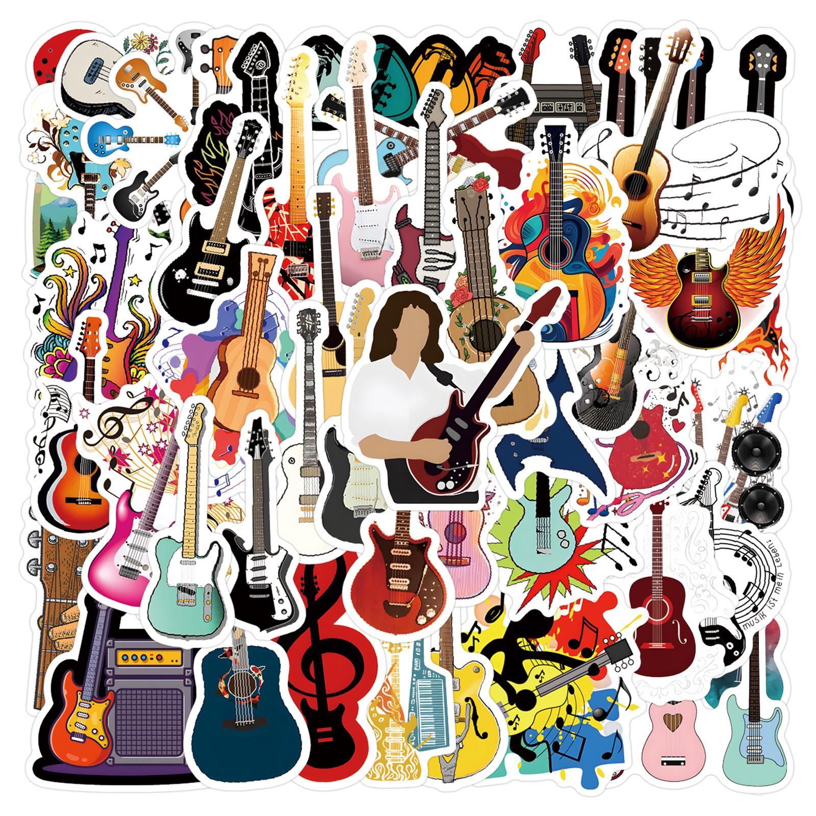 Car Beautiful Stickers 55 Guitar Guitar Instrument Graffiti Stickers Scooter Laptop Diy Stickers
