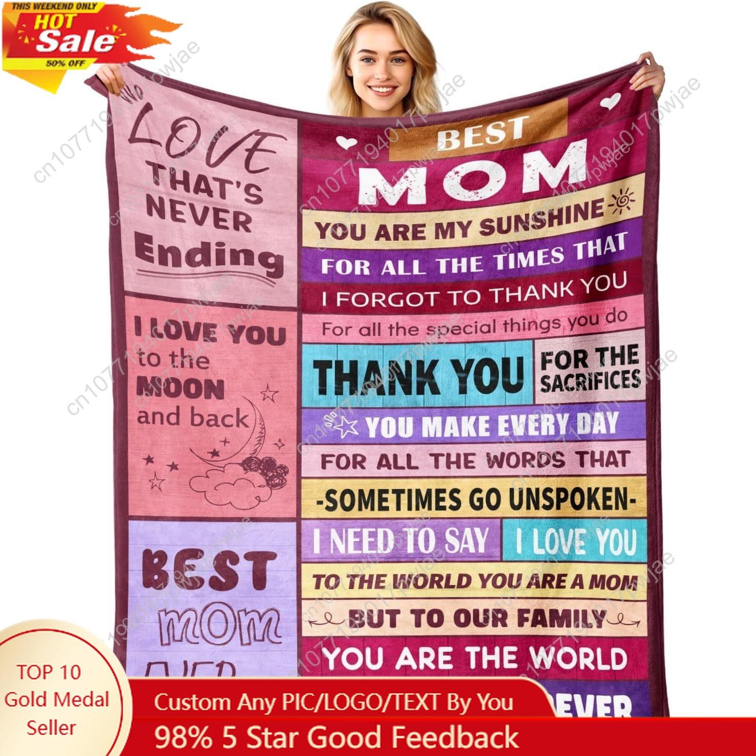 Mom Birthday Gifts from Daughter  Son - Best Mom Ever Gifts - Presents for Moms - Christmas Valentines Day Mothers Day Birthday 75X95CM