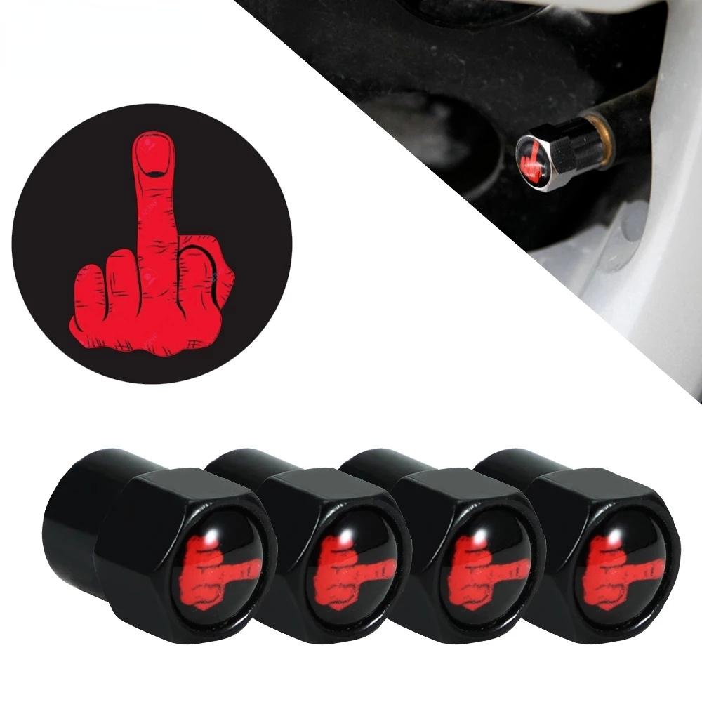4Pcs/Box Middle Finger Fuck Style Logo Bike Motorcycle Car Tire Valve Stem Caps for Car Styling Decoration