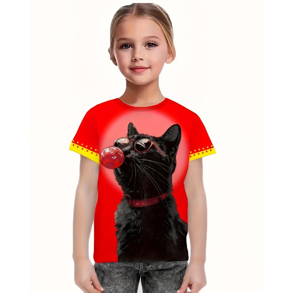 Children's T-Shirt Girl Clothes Animal 3D Print Children Top Summer Kids T Shirt Casual Round Neck Fashion Tee Teen Girl Clothes