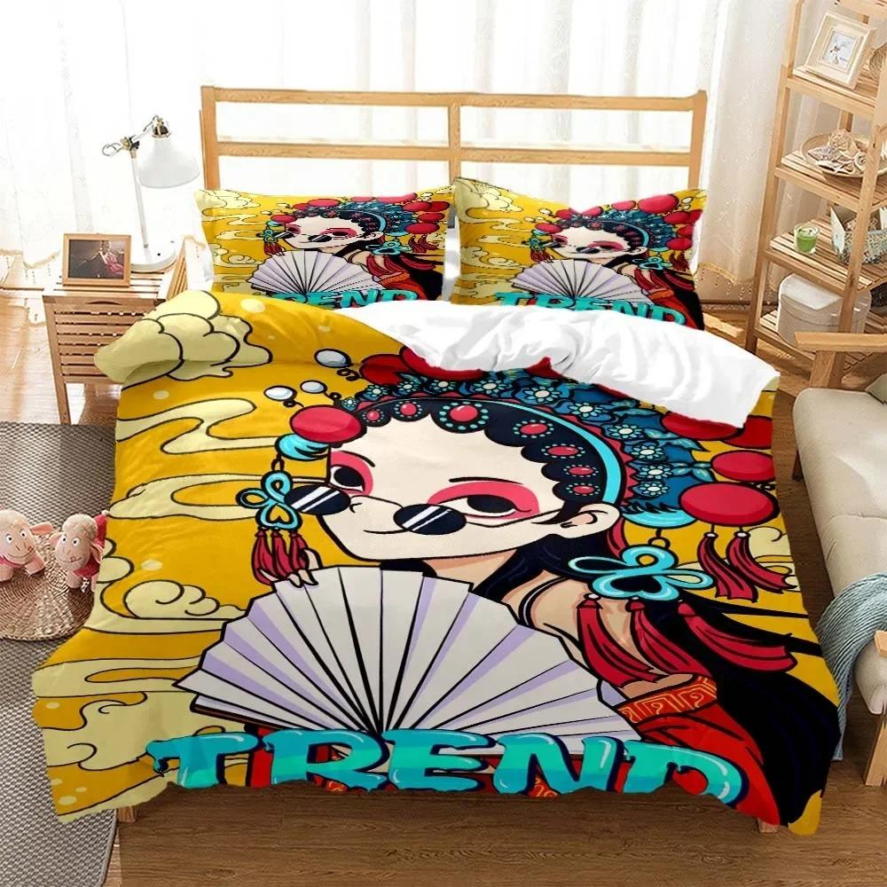 Comforter Chinese Cartoon Beijing Opera Natural Bedding Set Bedroom Soft Modern S Comefortable