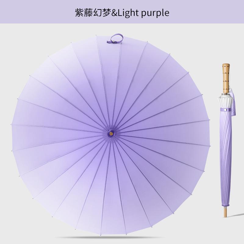 New 24-bone gradual change umbrella bamboo handle bumping cloth fabric wind-resistant printing straight rod umbrella
