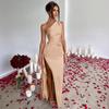 Women's Sleeveless Spaghetti Strap Cowl Neck Bridesmaid Dress - Backless Slim Fit Bodycon for Autumn/Winter