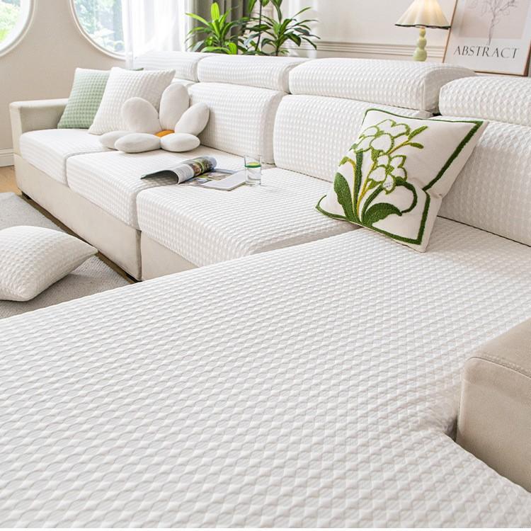 

Cartoon Printed Ice Silk Sofa Cover Three Seat And Chaise Summer Full Protection Stretchable Universal Slipcover Headrest S code бежевий