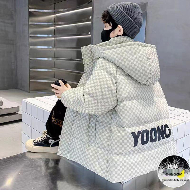 Boys' 2025 Thick Winter Down Coat - Fashionable Cotton-Padded Jacket for Older Children