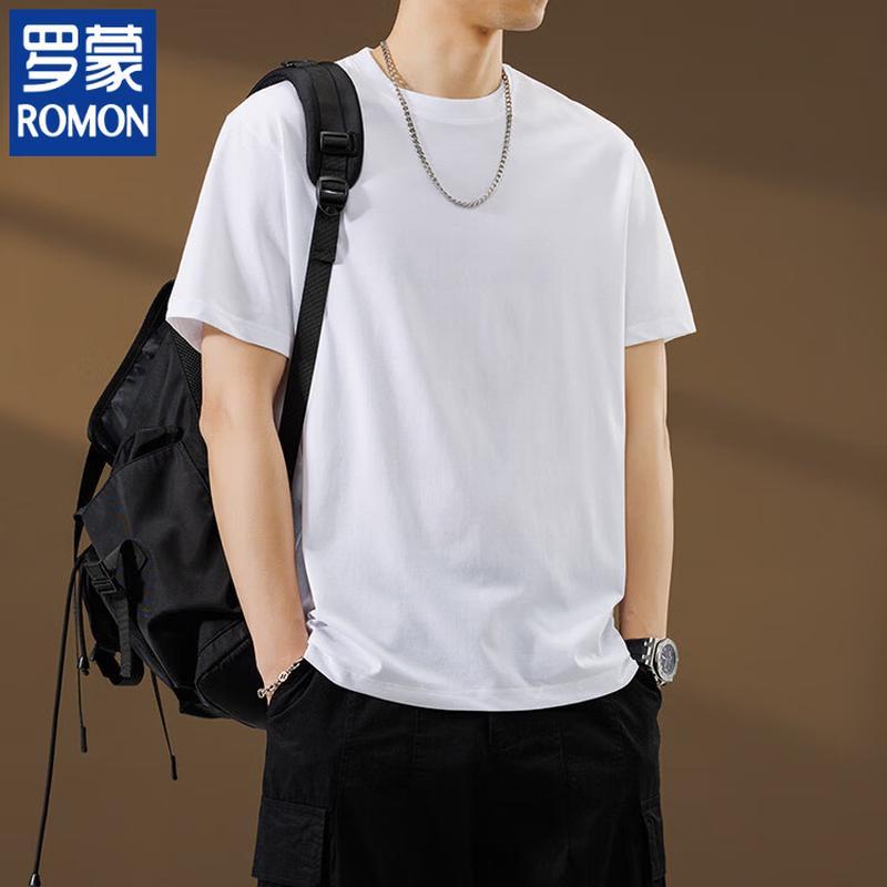 

ROMON Men s Solid Color Short Sleeve T-Shirt M