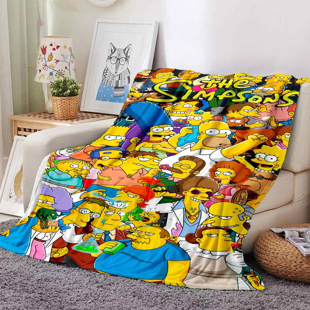 Simpsons Family Flannel Blanket Super Soft Warm Cozy Blanket For Sofa Bed Office Travel Allseason Home Decor Gift