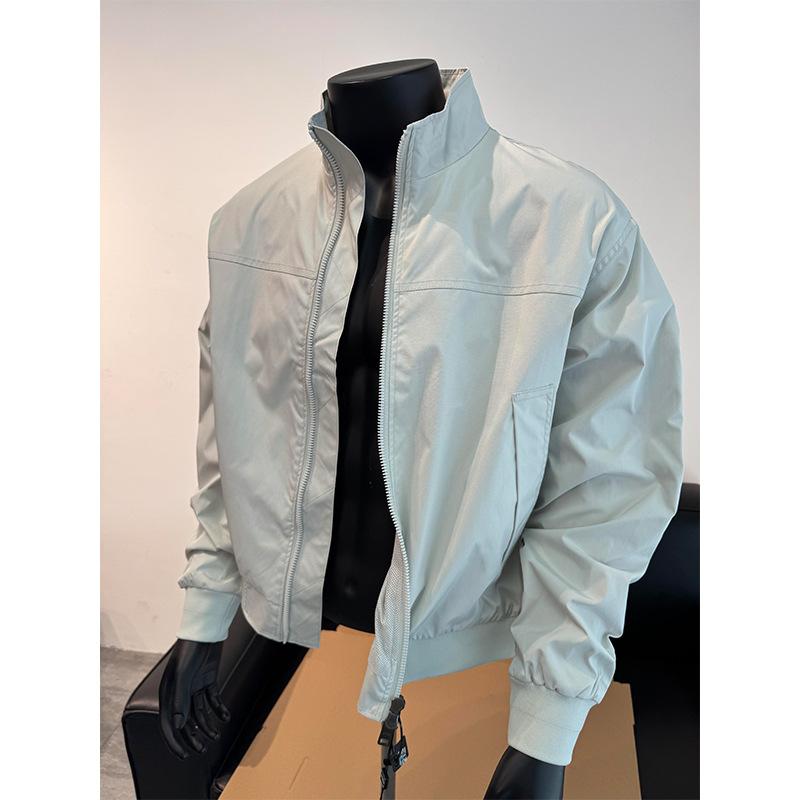 Geacă bomber cu umeri căzuți pentru bărbați, toamnă nouă, americană, trei-rezistentă, cu guler ridicat, scurtă, geacă de lucru