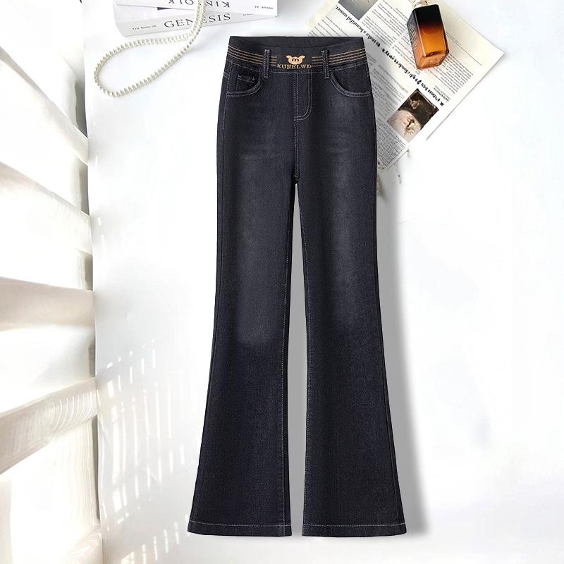 Women's High-Waisted Fleece-Lined Jeans - 2025 Winter Fashion - Lamb Fleece Cotton Micro-Flare Pants