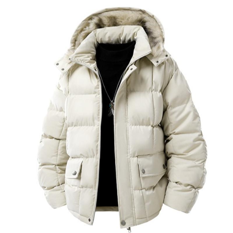 Winter Men's Detachable Hooded Fur Collar Short Loose Versatile Warm Jacket