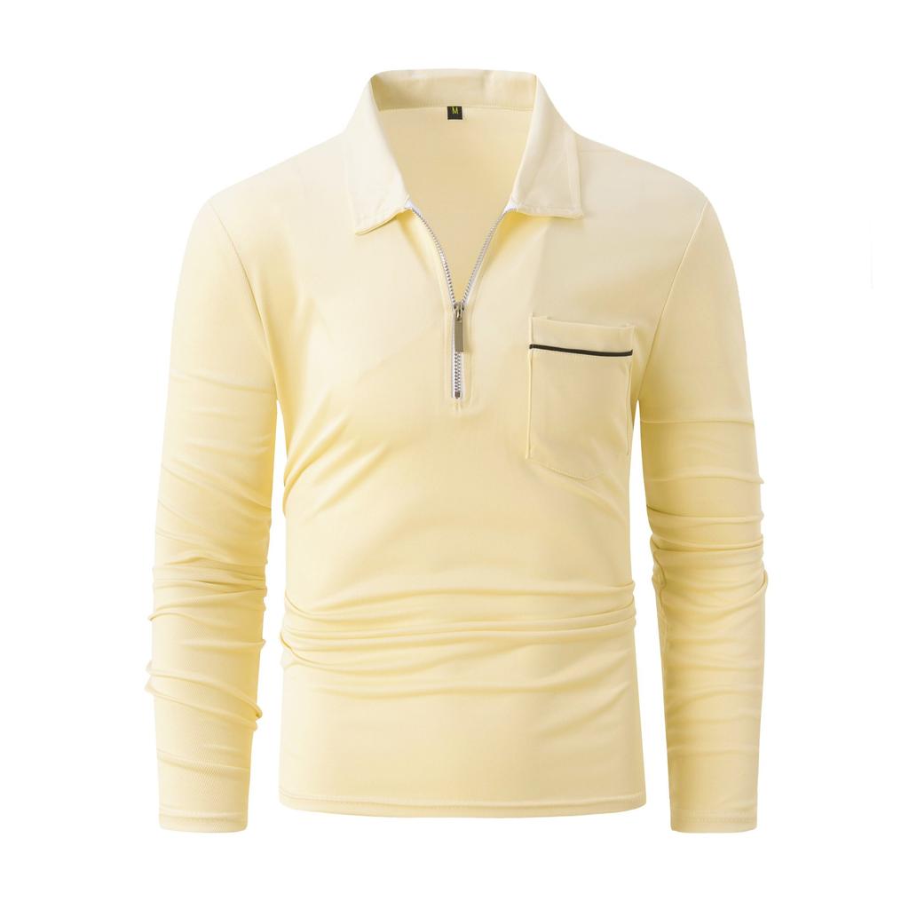 Pánská polokošile s dlouhým rukávem Rozevírací jednobarevný business ležérní top