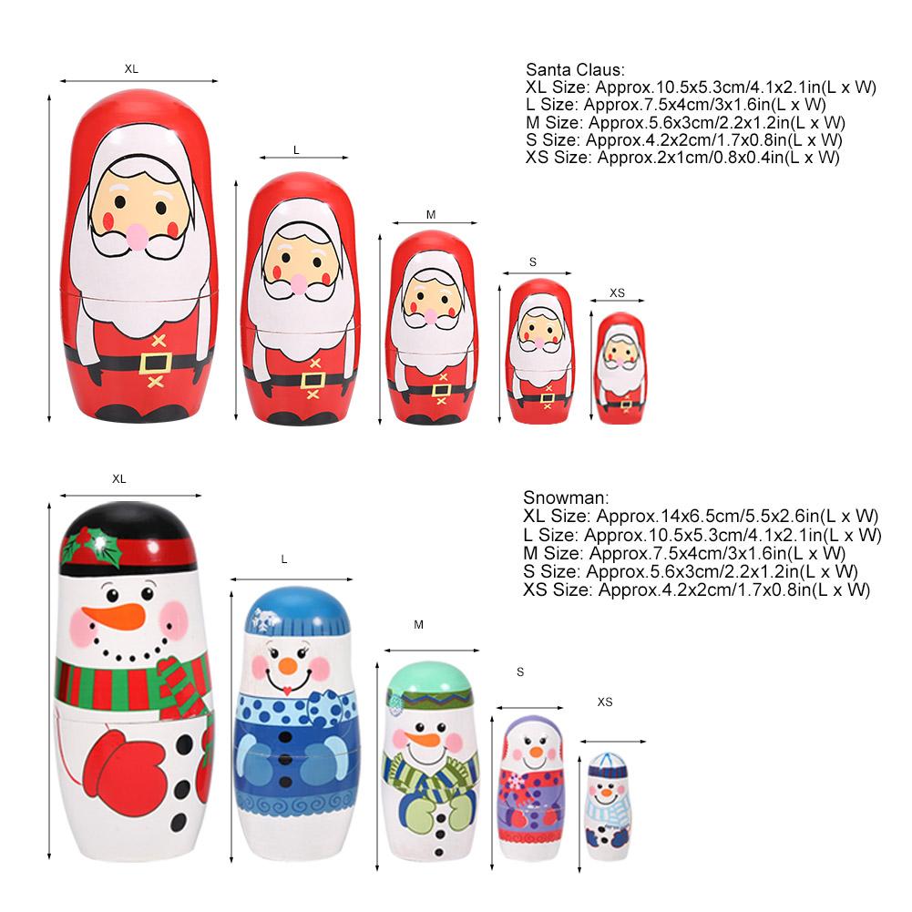 Christmas Handpainted Cute Wooden Matryoshka Dolls Russian Nesting Dolls Set Home Decoration Nesting Dolls Matryoshka Dolls