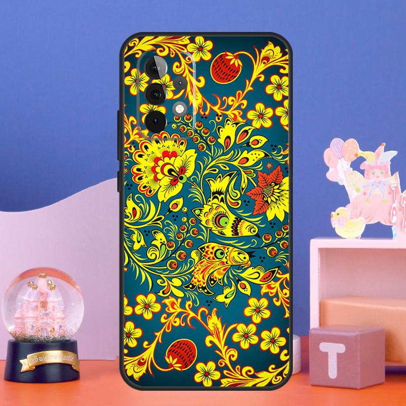 Russian Scarf Floral Case For Samsung Galaxy A17 A06 A16 A26 A36 A56 A55 A35 A15 A32 A52 A13 A33 A53 A14 A34 A54
