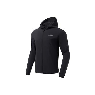 Li Ning Running Series UPF50+ Solid Color Zipper Hooded Sun Protection Jacket Men Jackets Black AFDT185-1