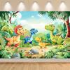 1 Stück Dinosaurier Dschungel Party Hintergrund, Tropischer Regenwald Fotografie Hintergrund, Geburtstagskuchen Tischdekoration, Studio BannerL