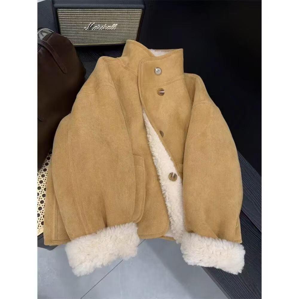 Retro Brown Fur Collar Wool Coat - 2025 Autumn/Winter Collection