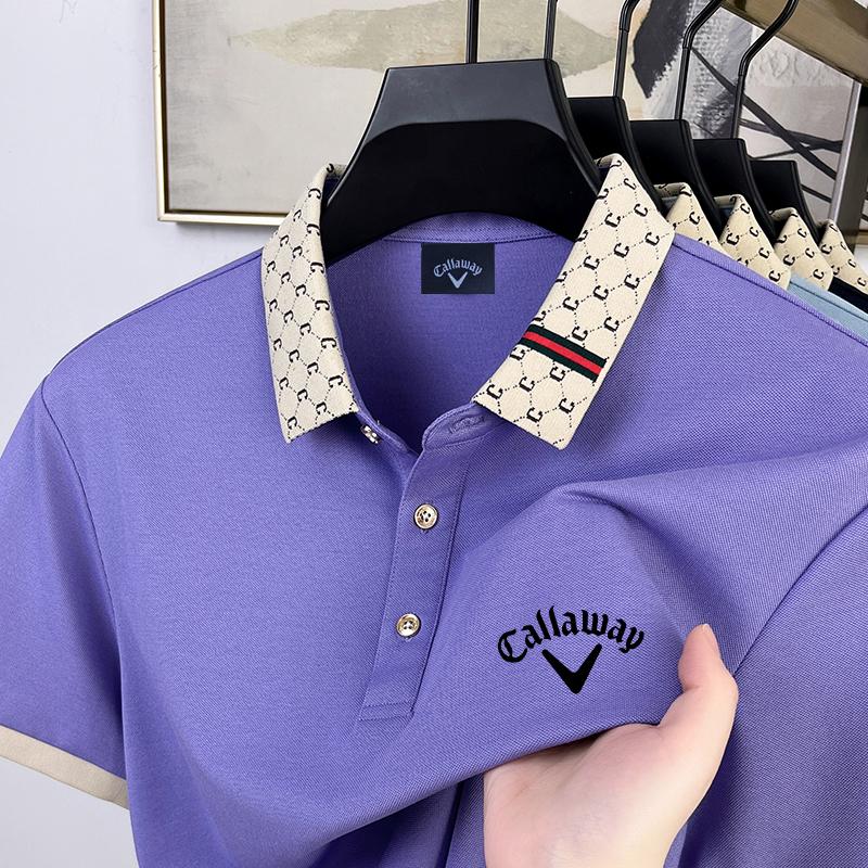 Callaway 2025 Summer Men's New Pony Embroidery Solid Color Loose Color Collar Business Casual Polo Shirt