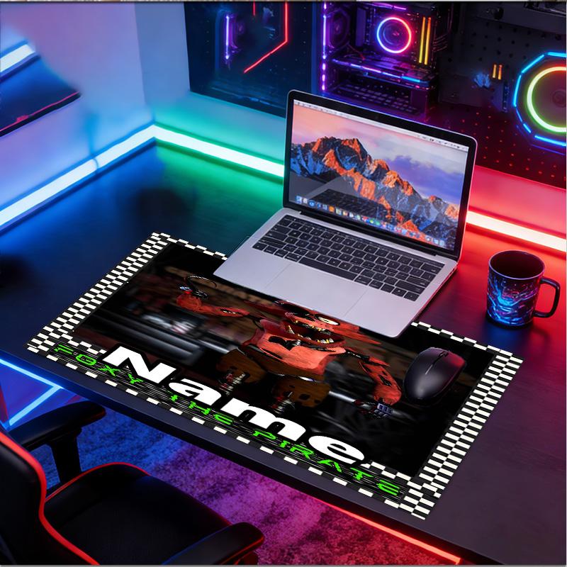 Custom Name Personalized Five Nights At Freddy's Pattern Mousepad, Laptop PC Desk Mat, Decorative Desk Mat for Home Keyboard Pad Gift