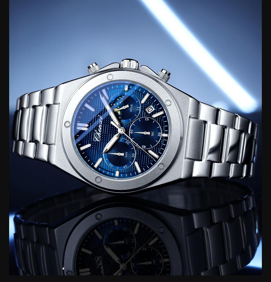 Men Multifunction Quartz Watch Luminous Waterproof Business Fashion Wristwatch