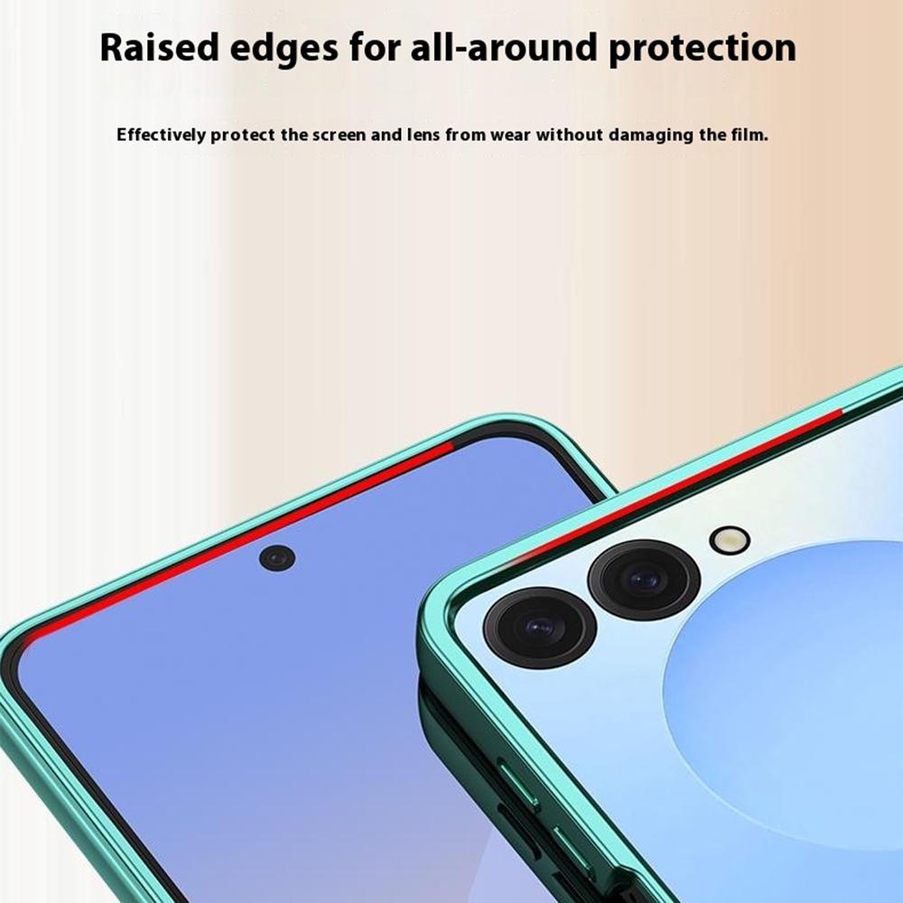 For Samsung Galaxy Z Flip7 5G Case Hinge Design Electroplating PC Clear Phone Cover
