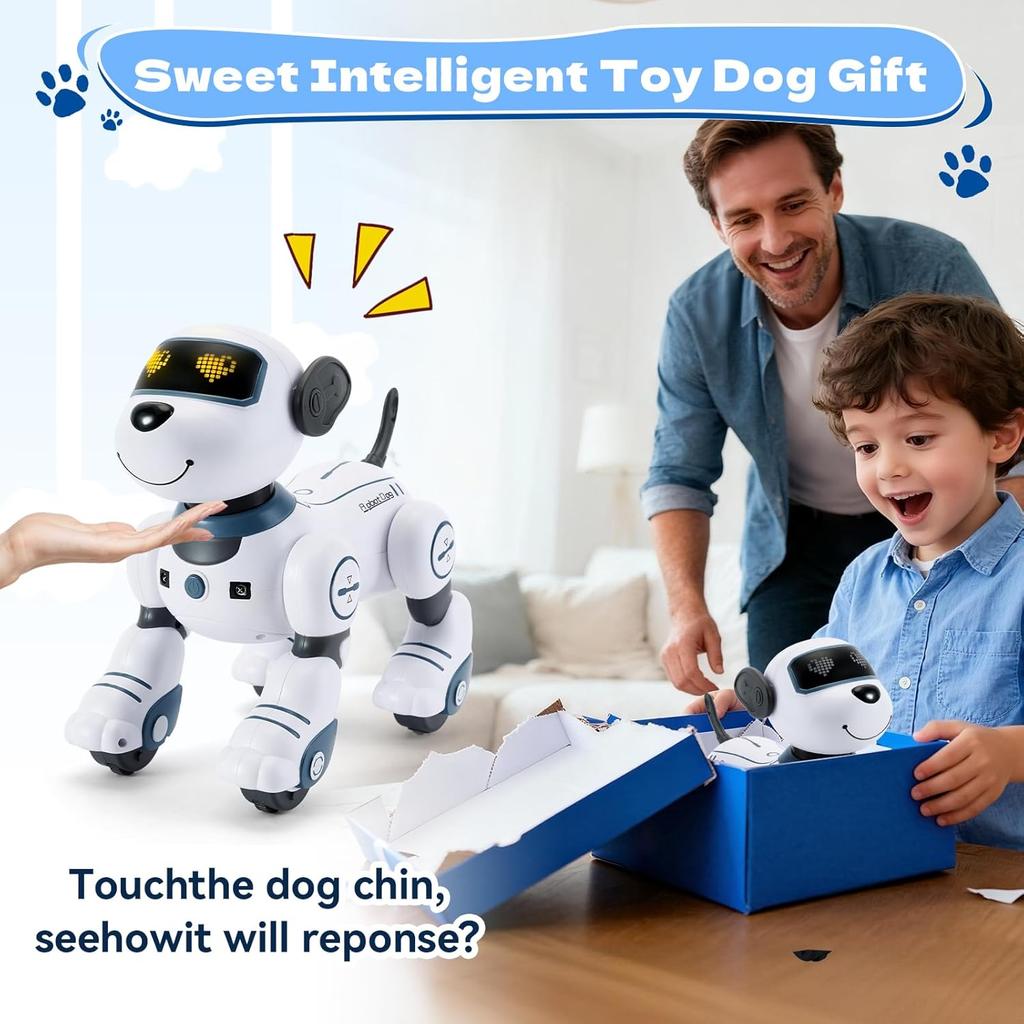 Children's Robot Dog RC Toy Interactive Robot Pet, Intelligent Robot Dog Programmable Song and Dance Design Birthday Gift for 4-8 Years Old