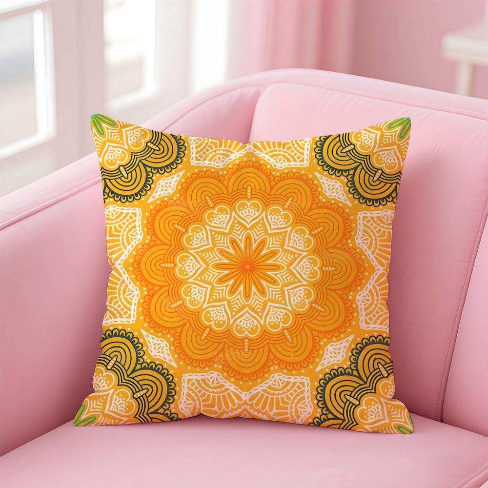 The Splendid Mandala Flower Design Cushion Cover Pillow Case Soft Skin Friendly Fabric Concealed Zipper