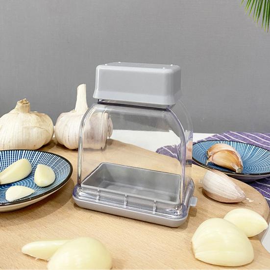 Manual Garlic Cutter Stainless Steel Blades Easy To Use Quick Garlic Preparation Hand Injury Protection Garlic Cutter