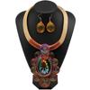 Crystal Pendant Necklace Earrings for Women Chunky Statement Flower Festival Ethnic Tribal Jewelry Accessories