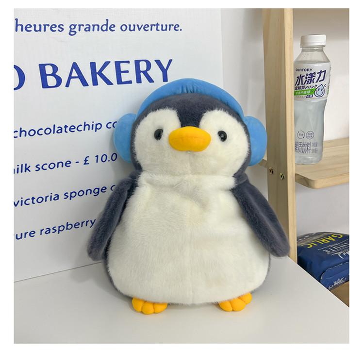 Penguin Plush Backpack With Earphones For Casual Outings With Breathable Design